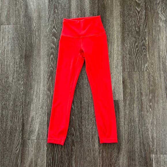 EUC Lululemon Wunder Train High-Rise Crop 23” Leggings Hot Heat Red Size 2 Train - Picture 13 of 15